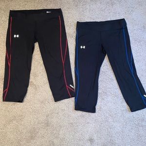 2 pairs of Under Armour Capri compression leggings